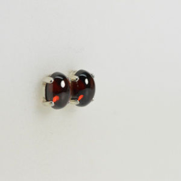 Garnet earrings stud - Sterling Silver Cabochons - Picture 6 of 7